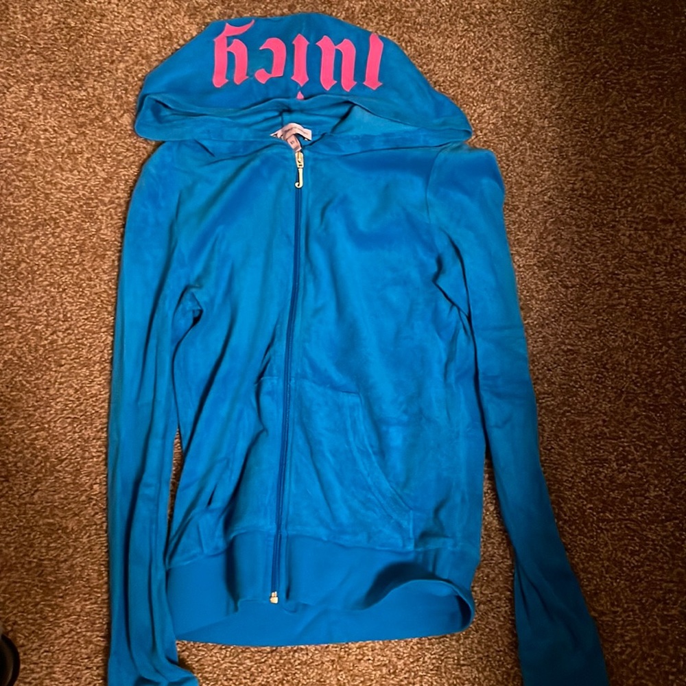 Juicy Turquoise Blue Terry Hooded Jacket XS